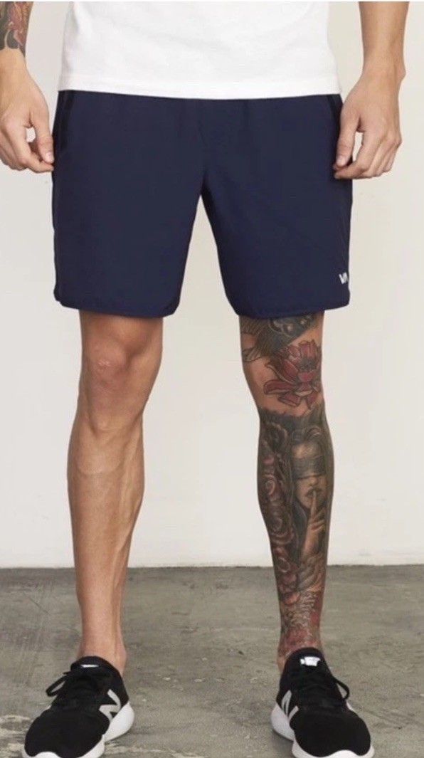 $70 RVCA Men’s Yogger Stretch 17 Shorts 8″ – Navy Blue – Medium -New Tag