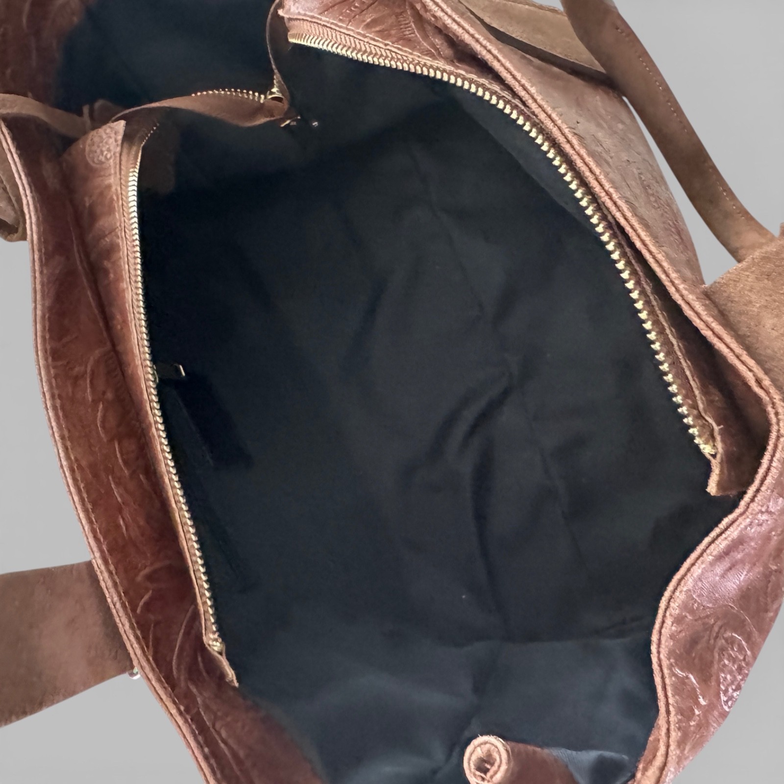 Viola Gigli Leather Tote Handbag Brown Cuoio Embossed Floral Made In Italy – NWT