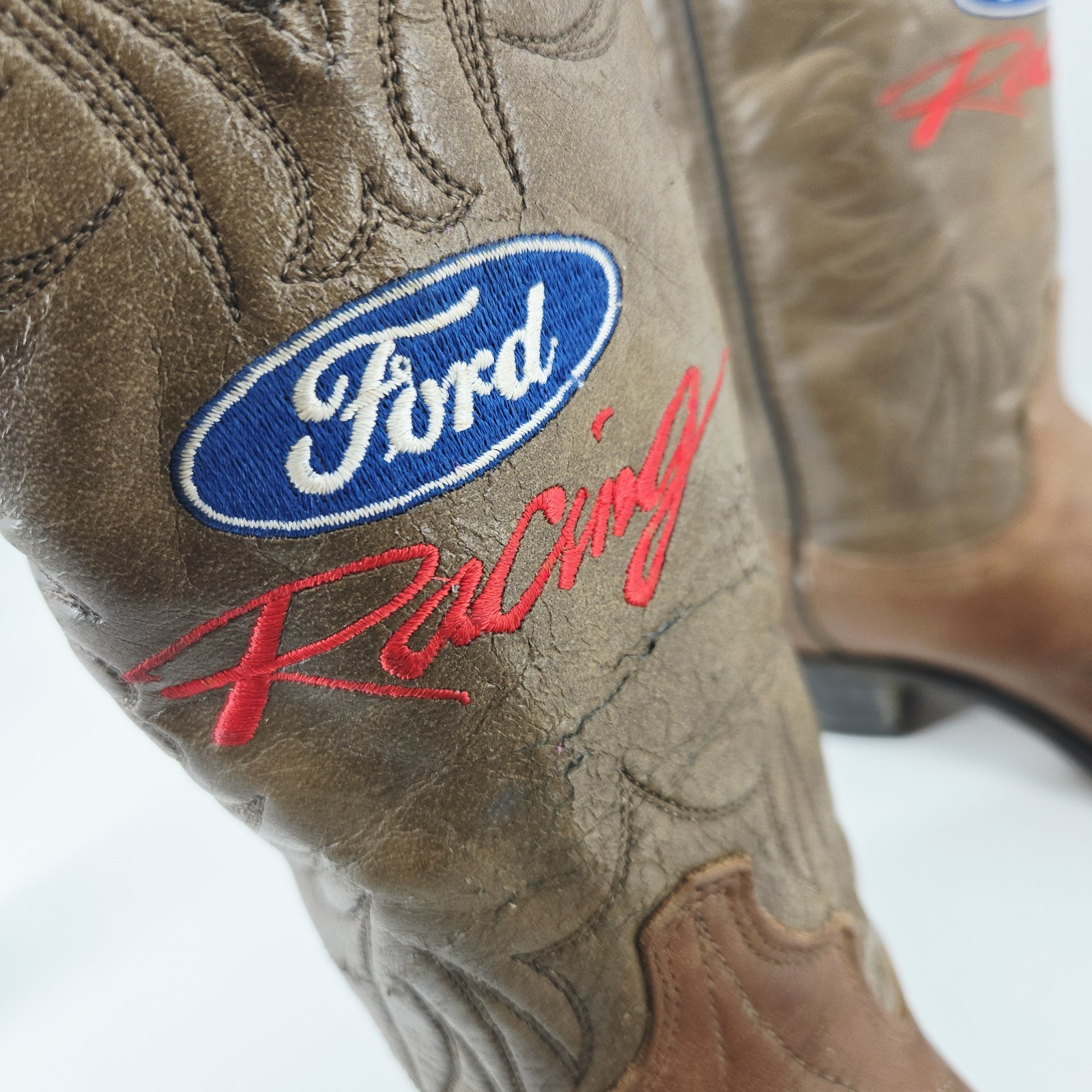 Vintage 90s Laredo Ford Racing embroidered black western cowboy boots men’s 9 EE