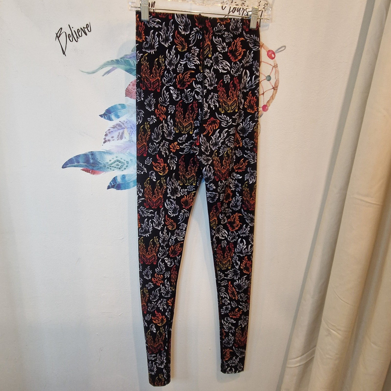 MARCELL VON BERLIN Flame Print Leggings Women’s Size EU XS / US XXS NWT Black