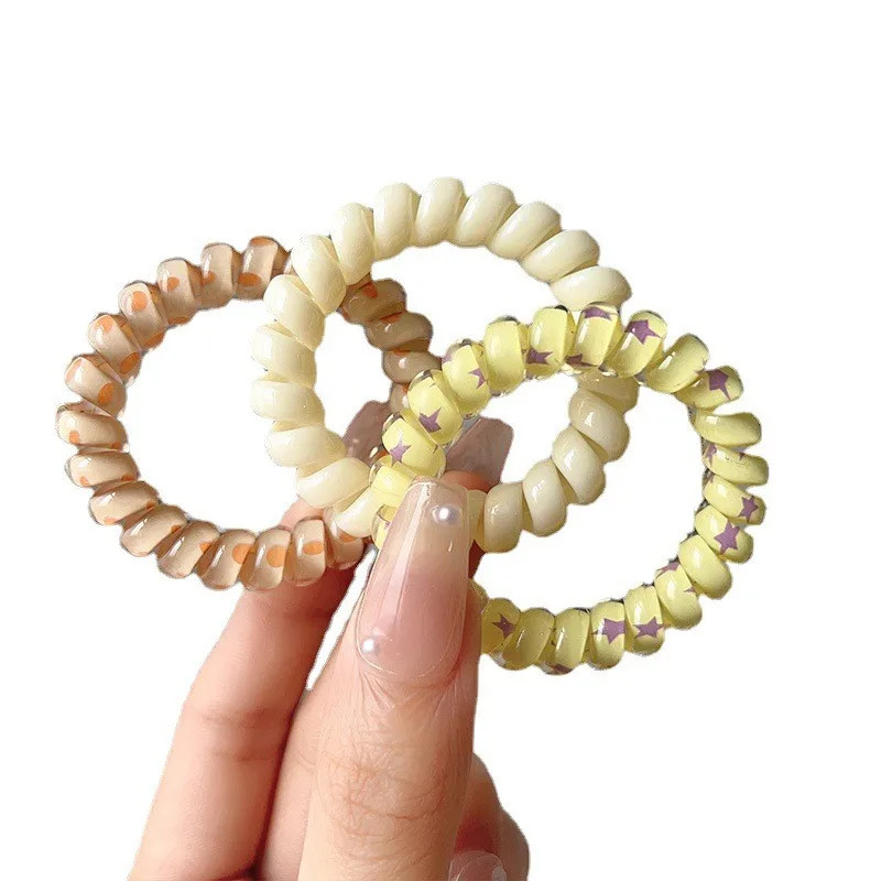 6 Pc Glitter Spiral Telephone Cord Scrunchies Elastic Hair Bands Accessories