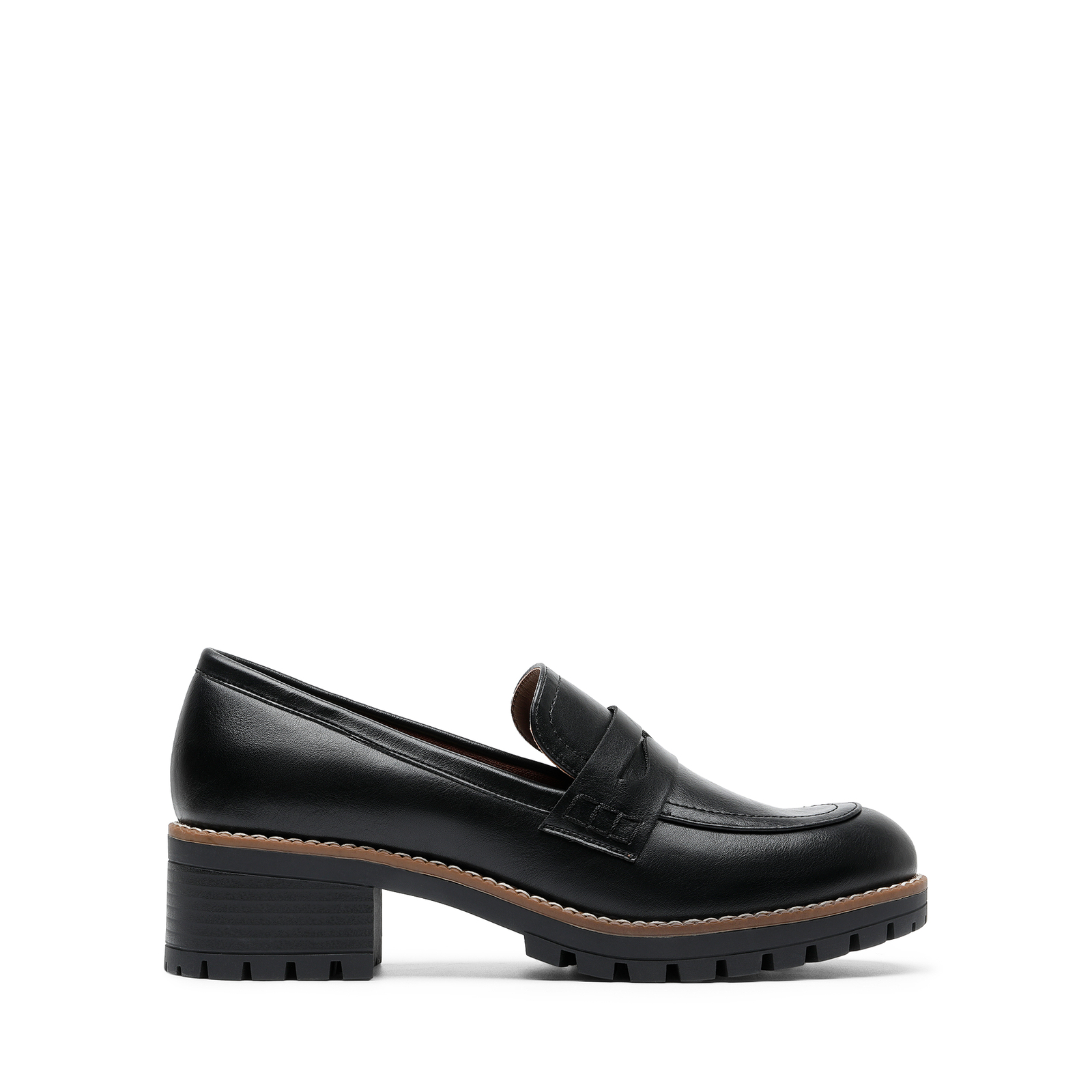 Women Business Penny Low Chunky Heel Loafers Slip On Loafer Shoes
