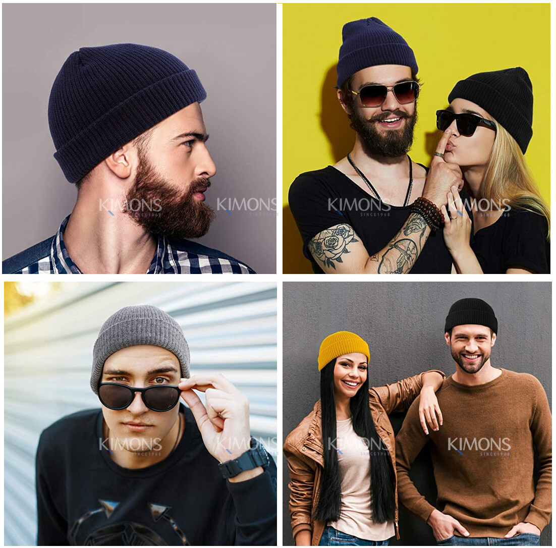 Mini Short Fisherman Beanie Hat Ribbed Winter Warm Knitted Skull Cap cuff II