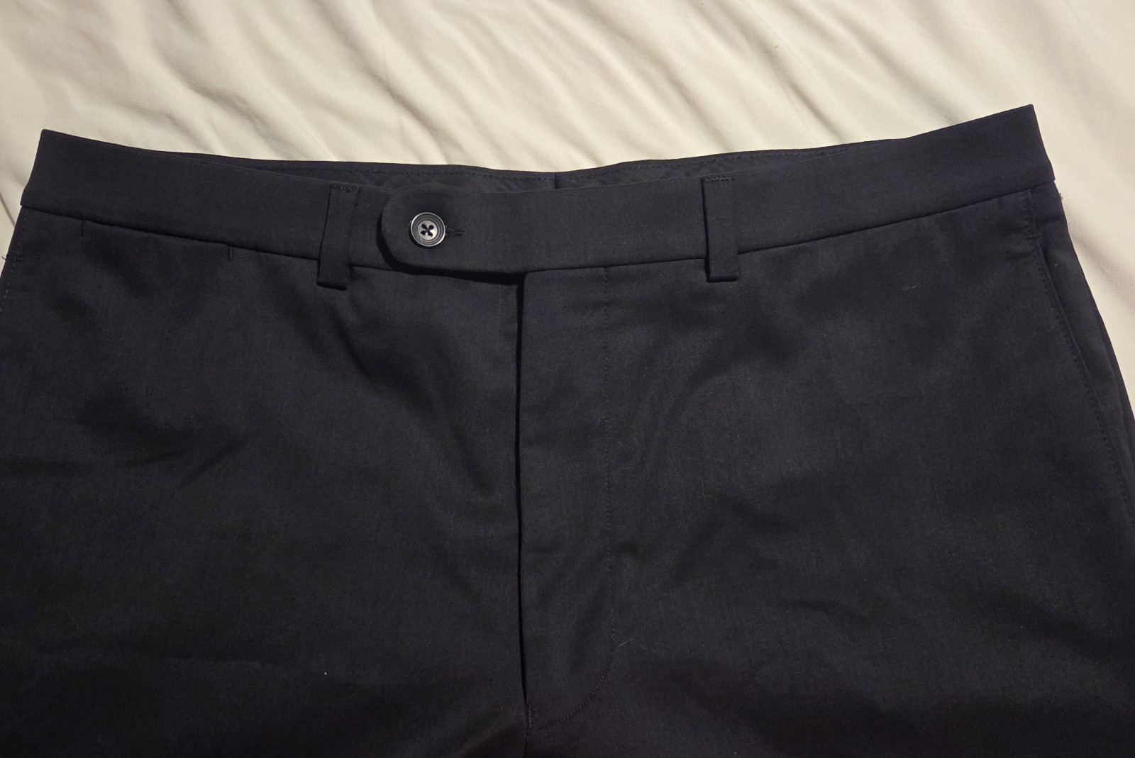 3Sixty5 Mens Black Wool Dress Pants Flat Front Tapered Stretch Waist 36R NWOT