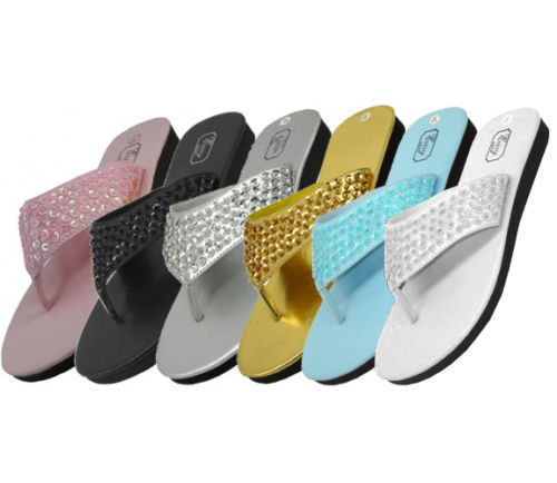 Easy USA Women’s Sequin Flip Flops in Assorted Colors Size 5, 6, 7, 8, 9, 10, 11
