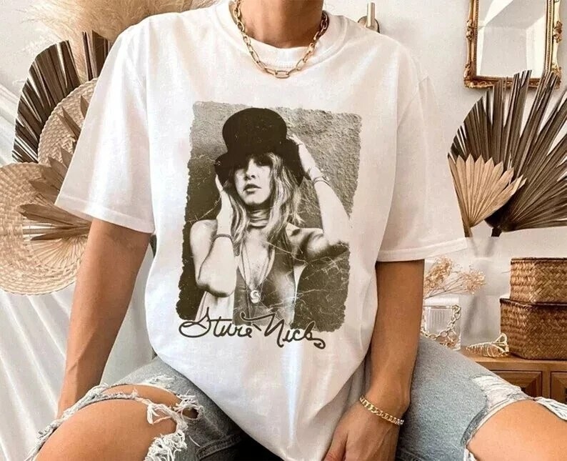 Fleetwood Mac Stevie Nicks 90s T shirt Heavy Cotton T shirt Size S to 5XL