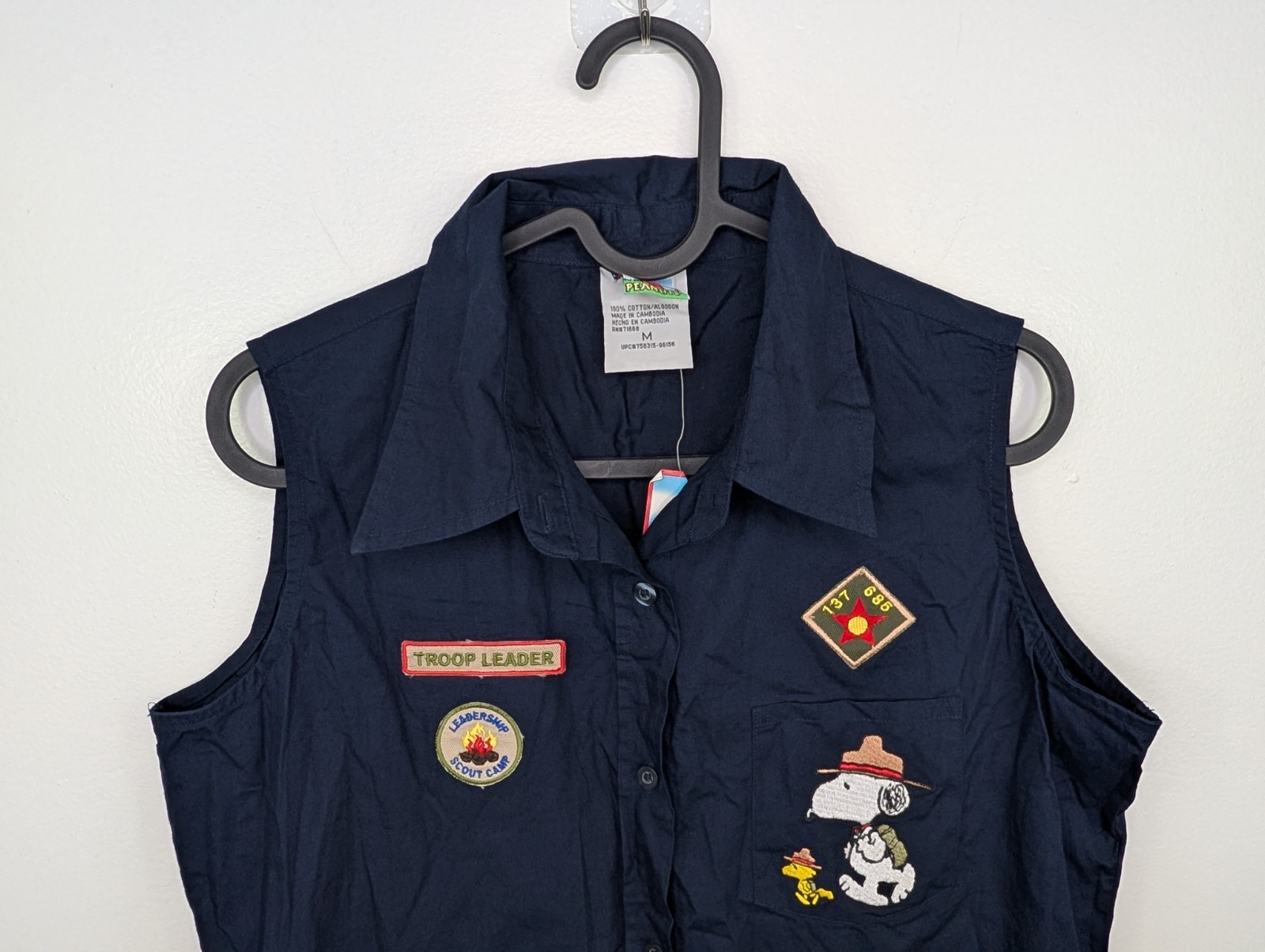 Vintage 90’s Peanuts Snoopy Scout Troop Leader Button Vest Size Medium Y2K NWT
