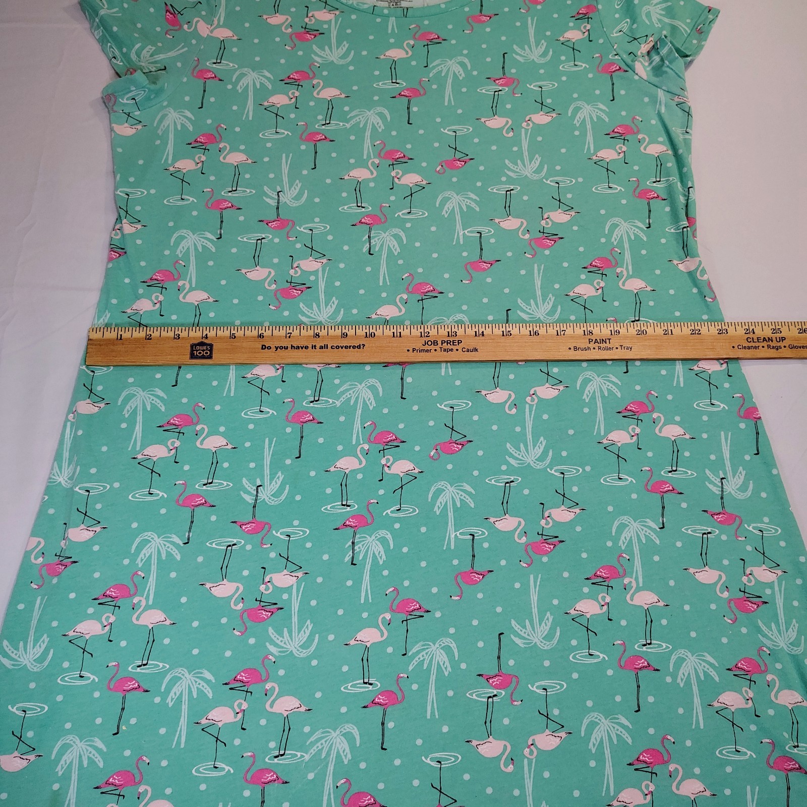 Secret Treasure Green Flamingos Palm Trees Sleepshirt Nightgown Nightshirt