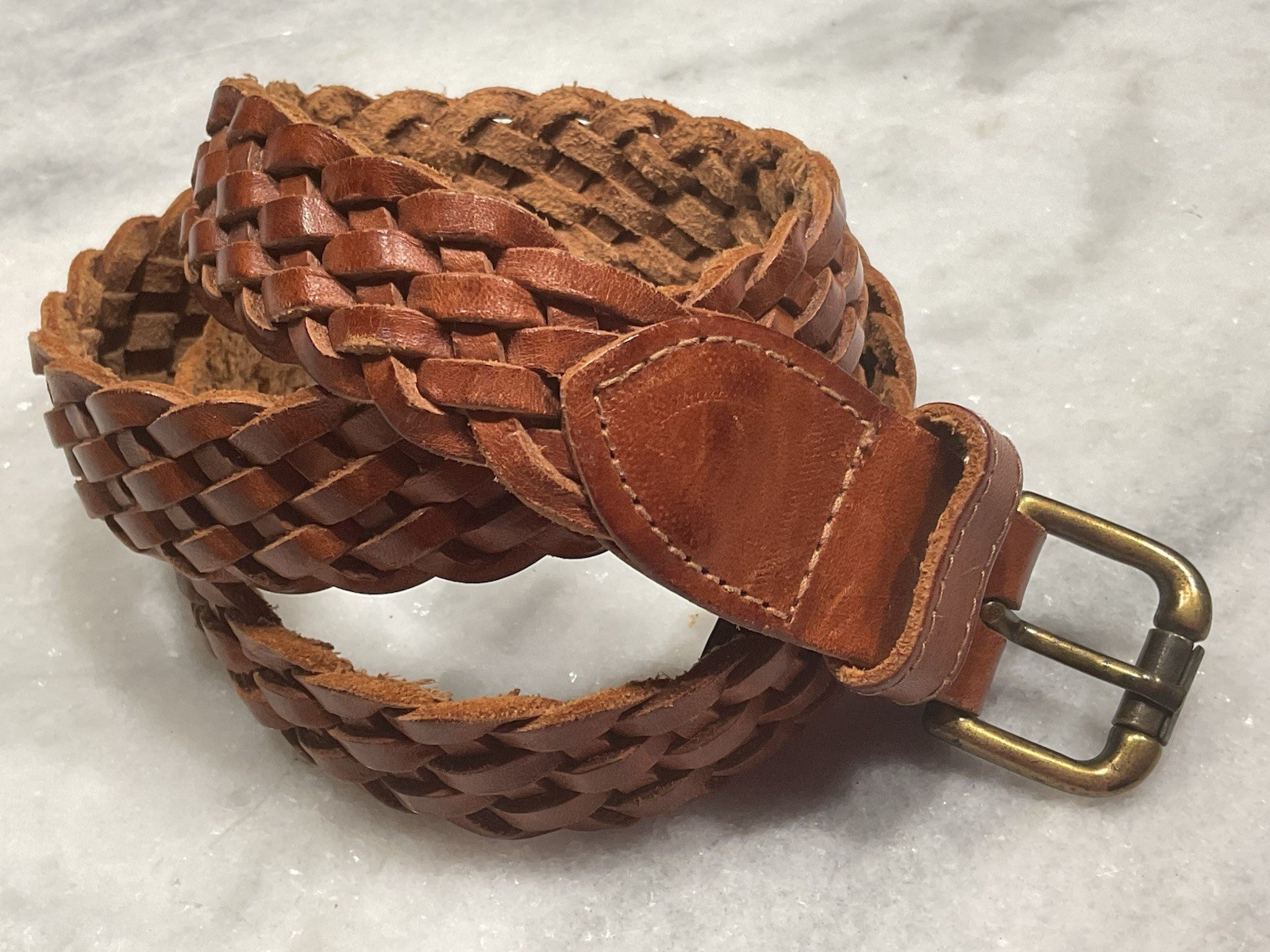 Men’s Woven Leather Belt Made In Turkey Size M