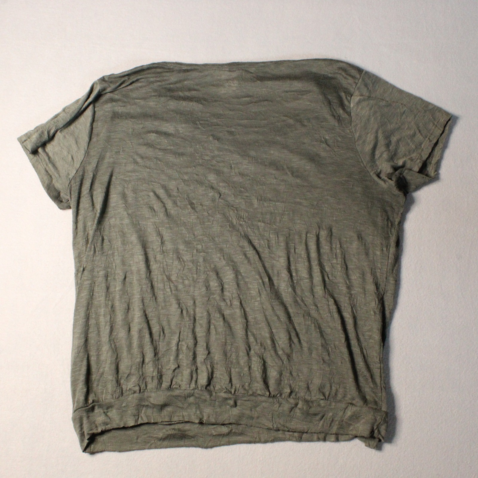 Olive Green Rose Graphic V-Neck Banded Hem Short Sleeve Top Plus Size 2X