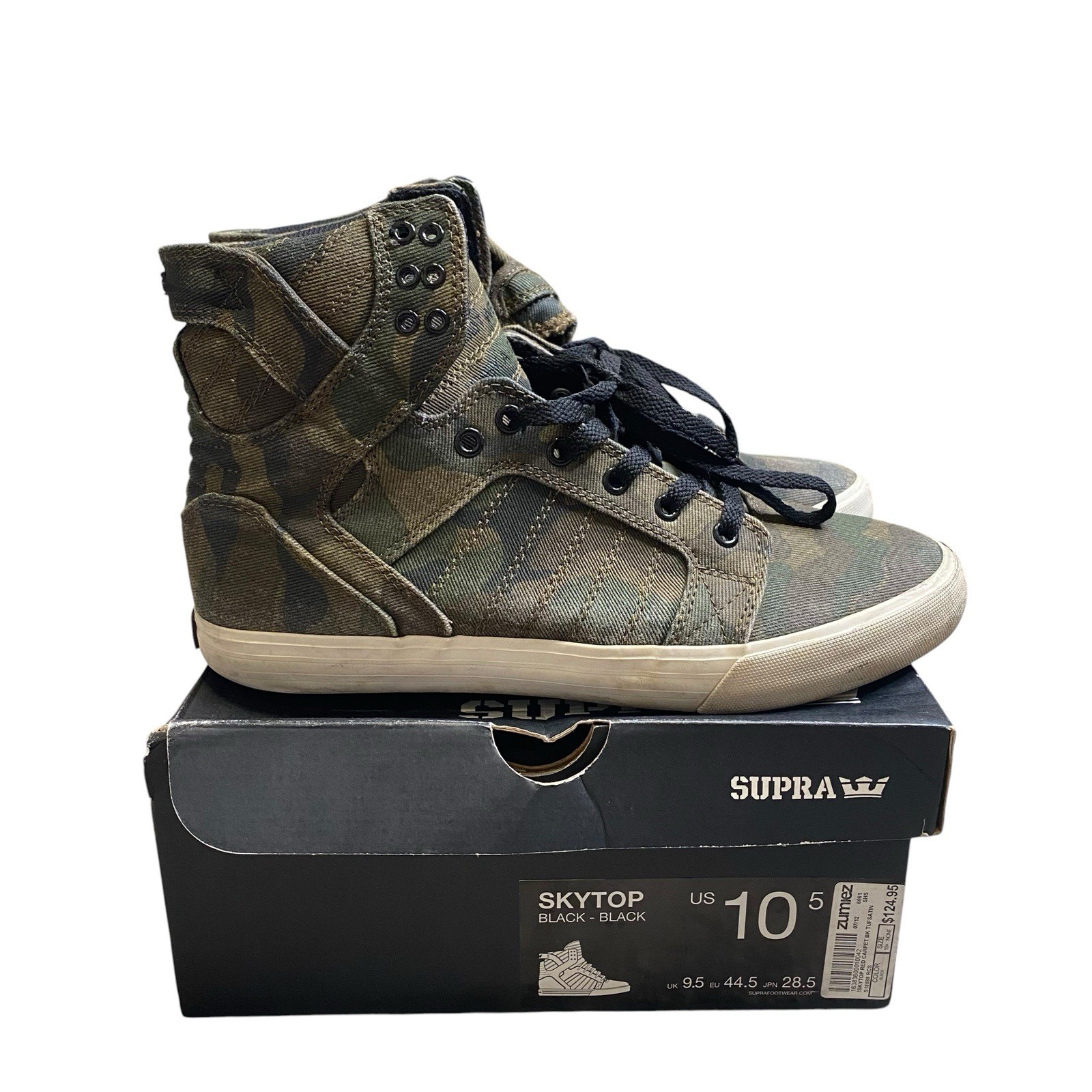 Supra Muska 001 Skytop Skate Shoes Men Sz 10.5 Camo Green Canvas Hi Top Y2k