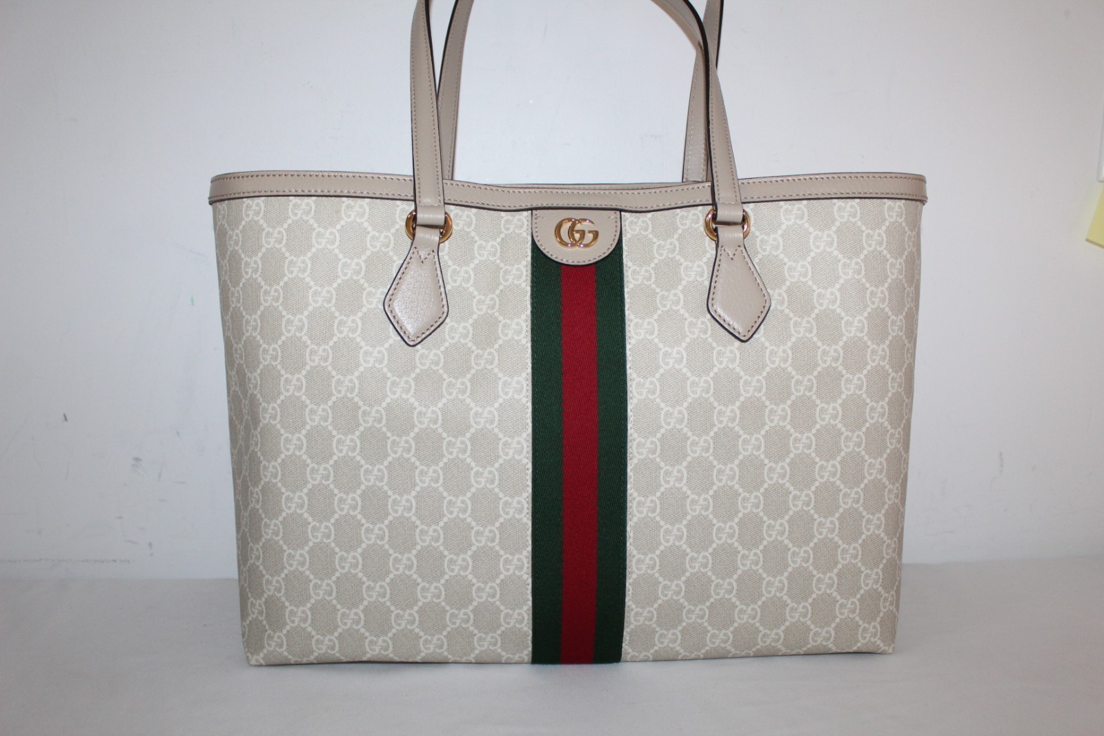NWT Gucci GG Supreme Monogram Web Ophidia Shopping Tote Shoulder Bag 631685