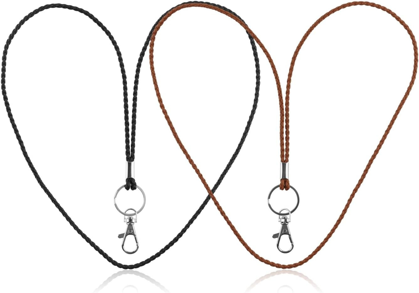 Office Lanyard, 2PCS Handmade PU Leather Necklace Lanyard with Strong