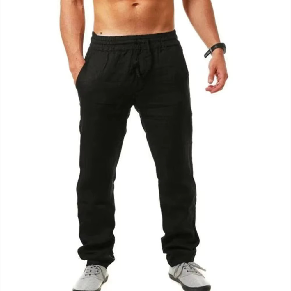 Summer Men’s Casual Elastic Waist Solid Color Breathable High Quality Pants Gift