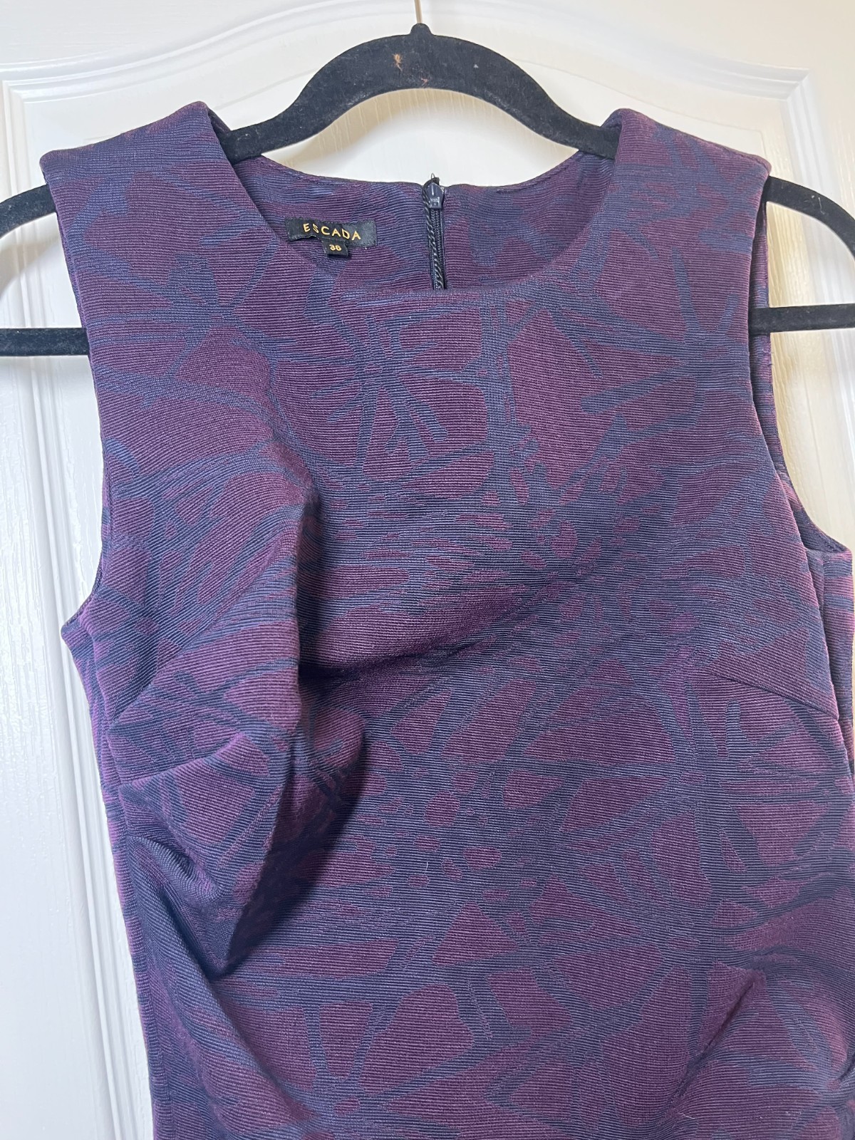 ESCADA Women Printed Purple Midi Length Sleeveless Cocktail Dress Size S DE36
