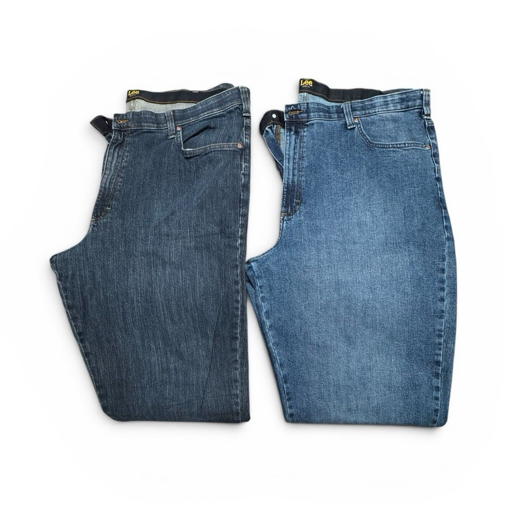 Lee Lot of 2 Men’s Big & Tall Loose Fit Straight Blue Denim Stretch Jeans 2 pair