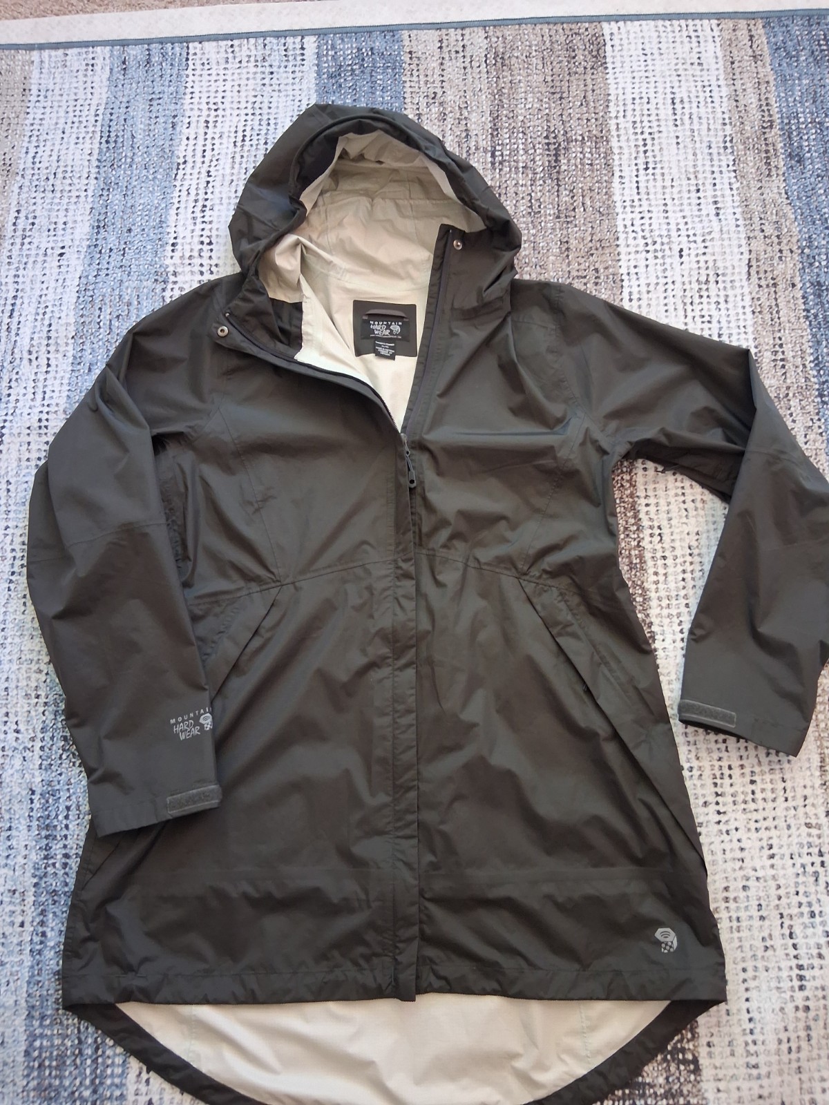 Mountain Hardwear Black Rain Jacket Hooded Nylon Full-Zip Women’s Size XL