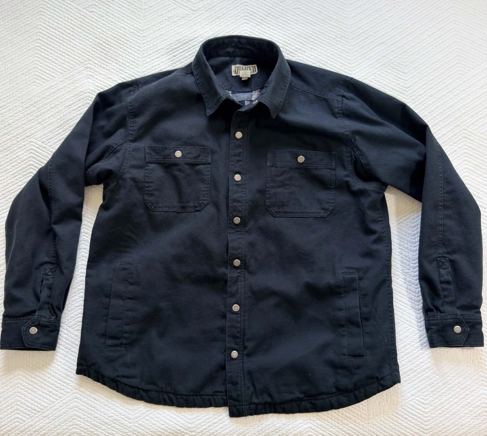 Duluth Trading Co. Men’s XL Black Canvas Long Sleeve Flannel Lined Button-Up