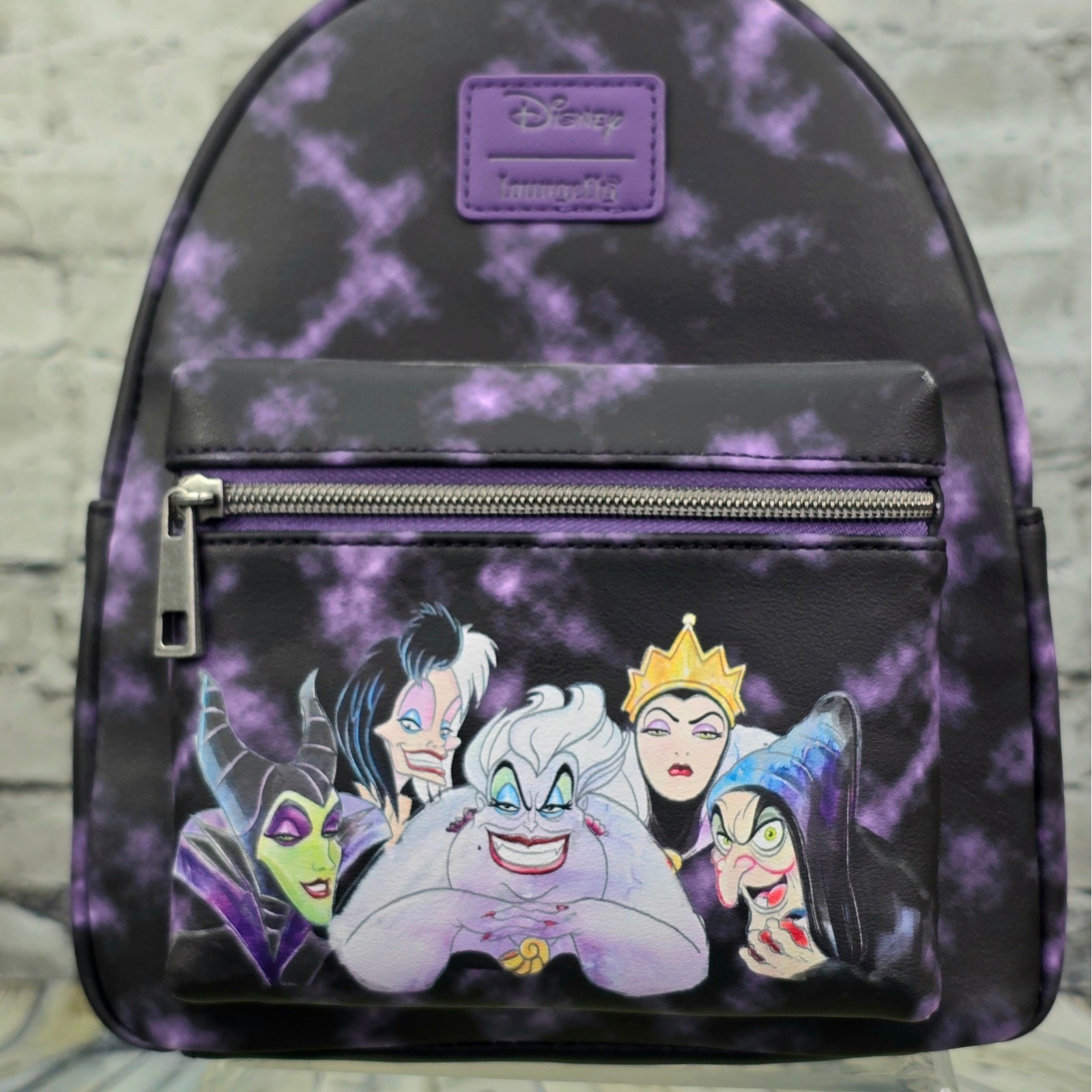 Loungefly Disney Villains Mini Backpack Purple Tie Dye Hot Topic Exclusive NWT