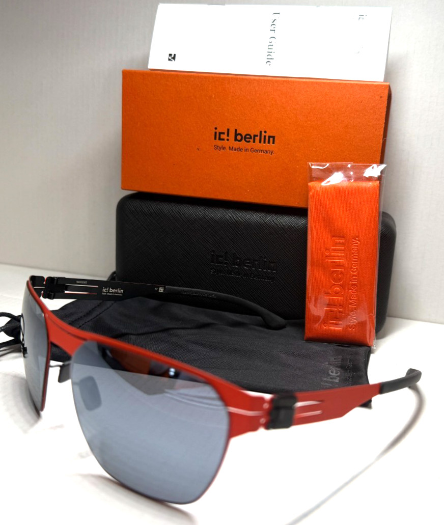 IC! BERLIN LEON HABANERO BLACK /SMOKE MIRRORED LENSES AUTHENTIC SUNGLASSES 61-17