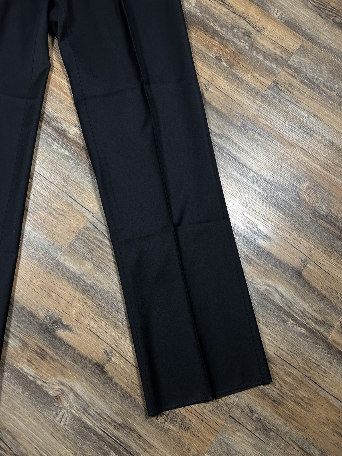 Samuelsohn Pants Men’s 33×38 Unhemmed Black Super 110’s Pleated Wool Italy L-4
