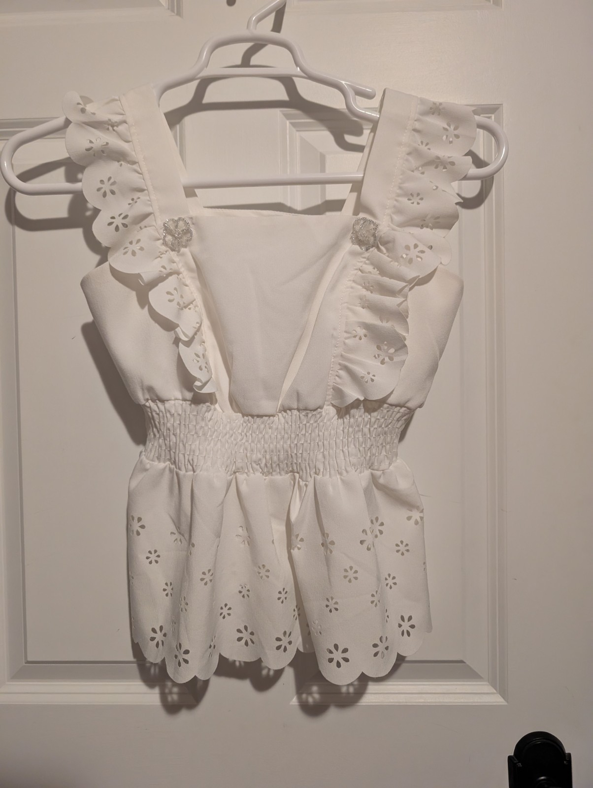 NWOT Phuc Le Suit Playboy Baby Top White Eyelet XS/S Y2k Stretch Waist Vacation