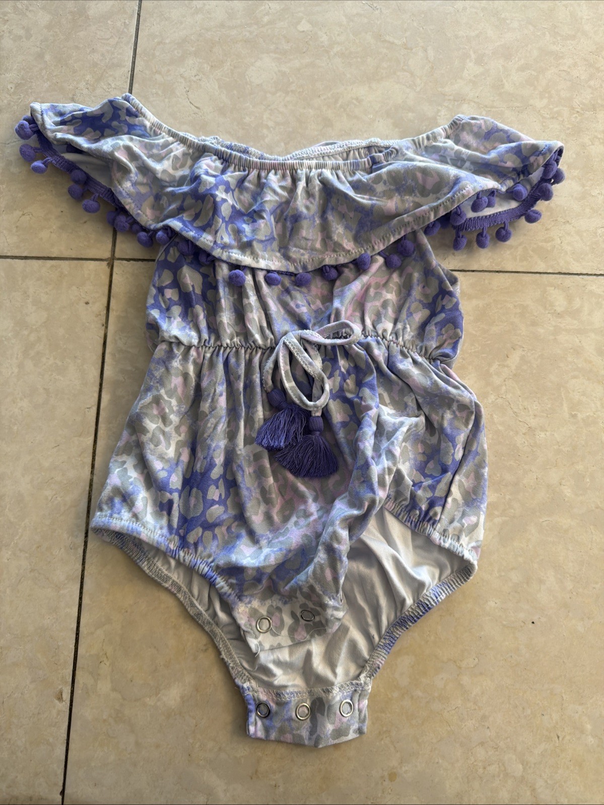 Unbranded Baby Girl Size 9- 12 M Purple Cheetah Print One Piece