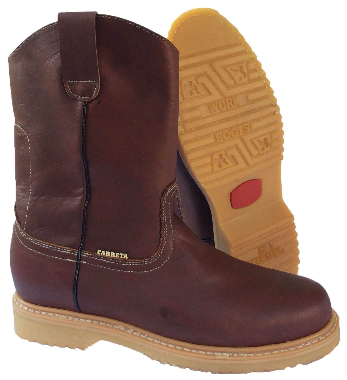 Men’s Work Boot Pull On Leather Cognac oil water slip resistant Quality Sole