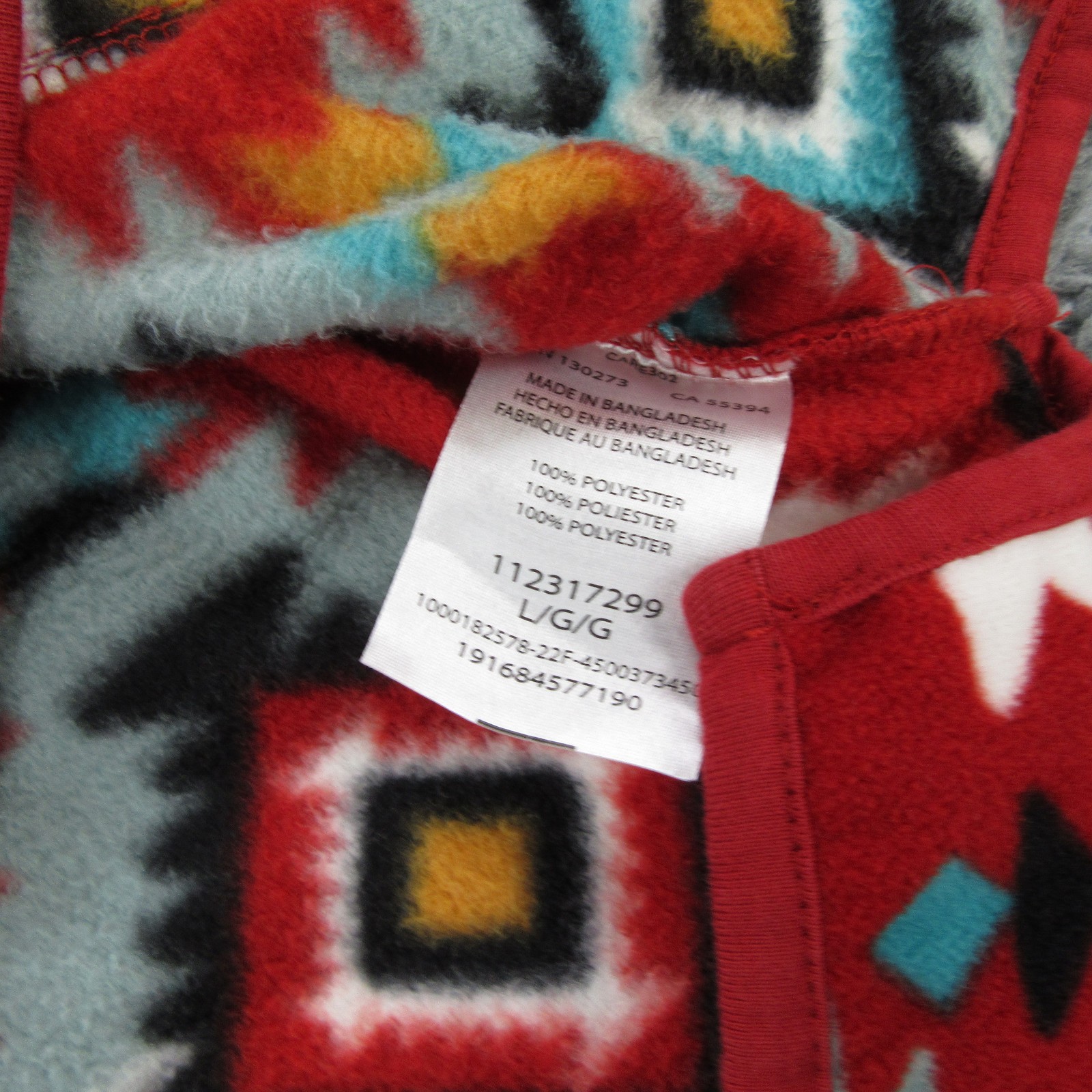 Wrangler Retro Sweater Mens Large Red Aztec Geometric Fleece 1/4 Zip Pockets