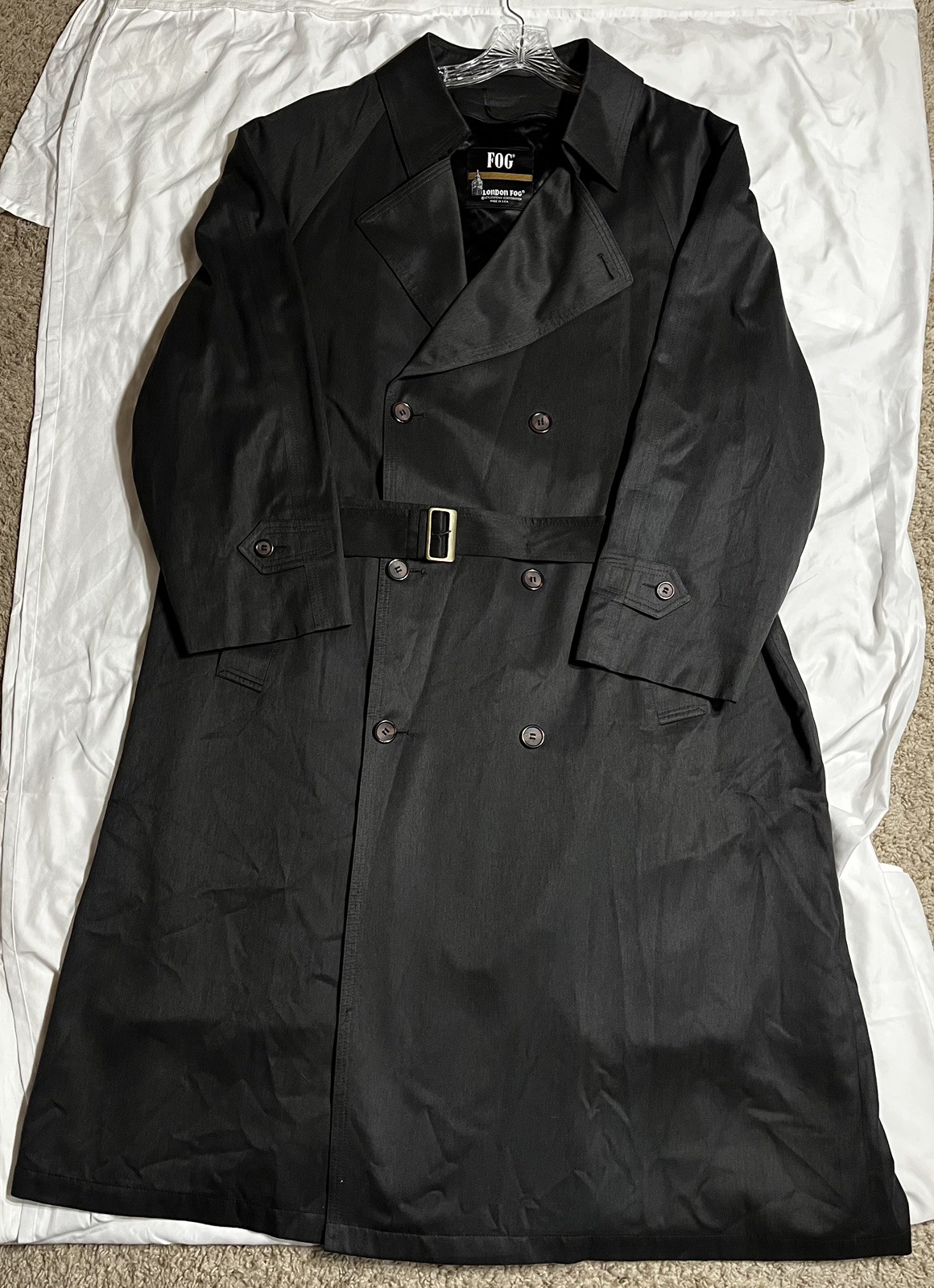 Vintage London Fog Men’s Trench Coat Dark Gray 46R Removable Liner Excellent
