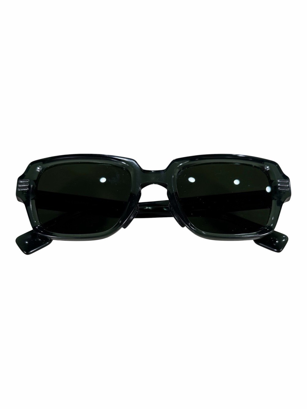Burberry Dark Green Rectangular Sunglasses With Metal Accents