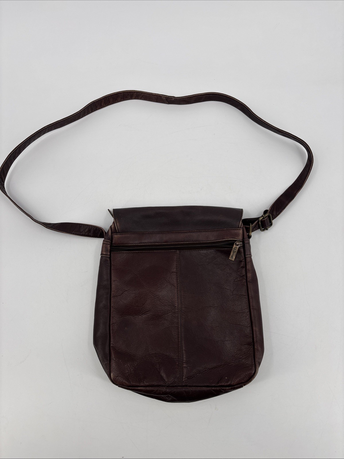 Vintage Le Donne Simple Brown Leather Flap Crossbody Purse/Bag 12”x9.5”