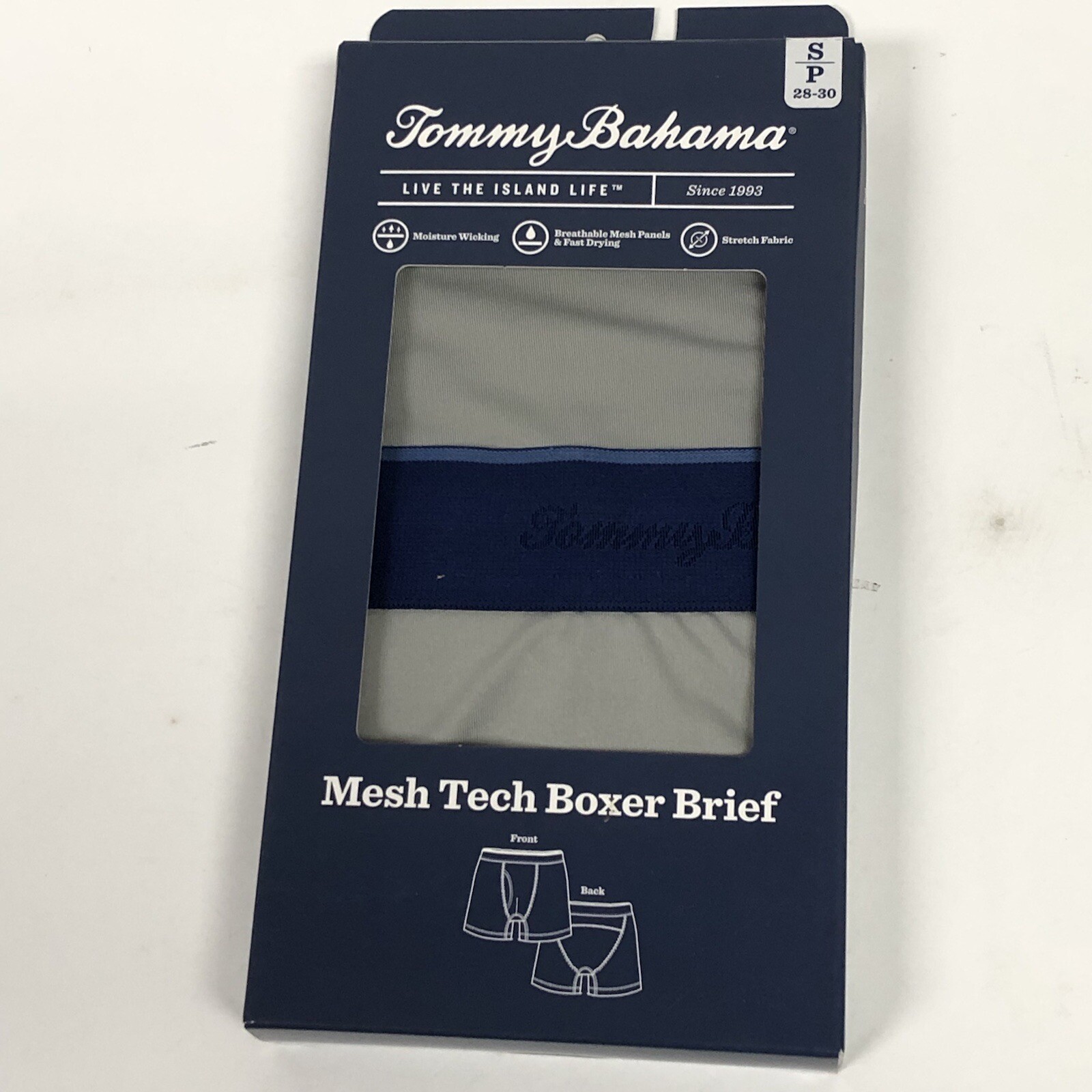 1 Pair Tommy Bahama Mesh Tech Boxer Briefs Gray Small (28-30″ Waist) New