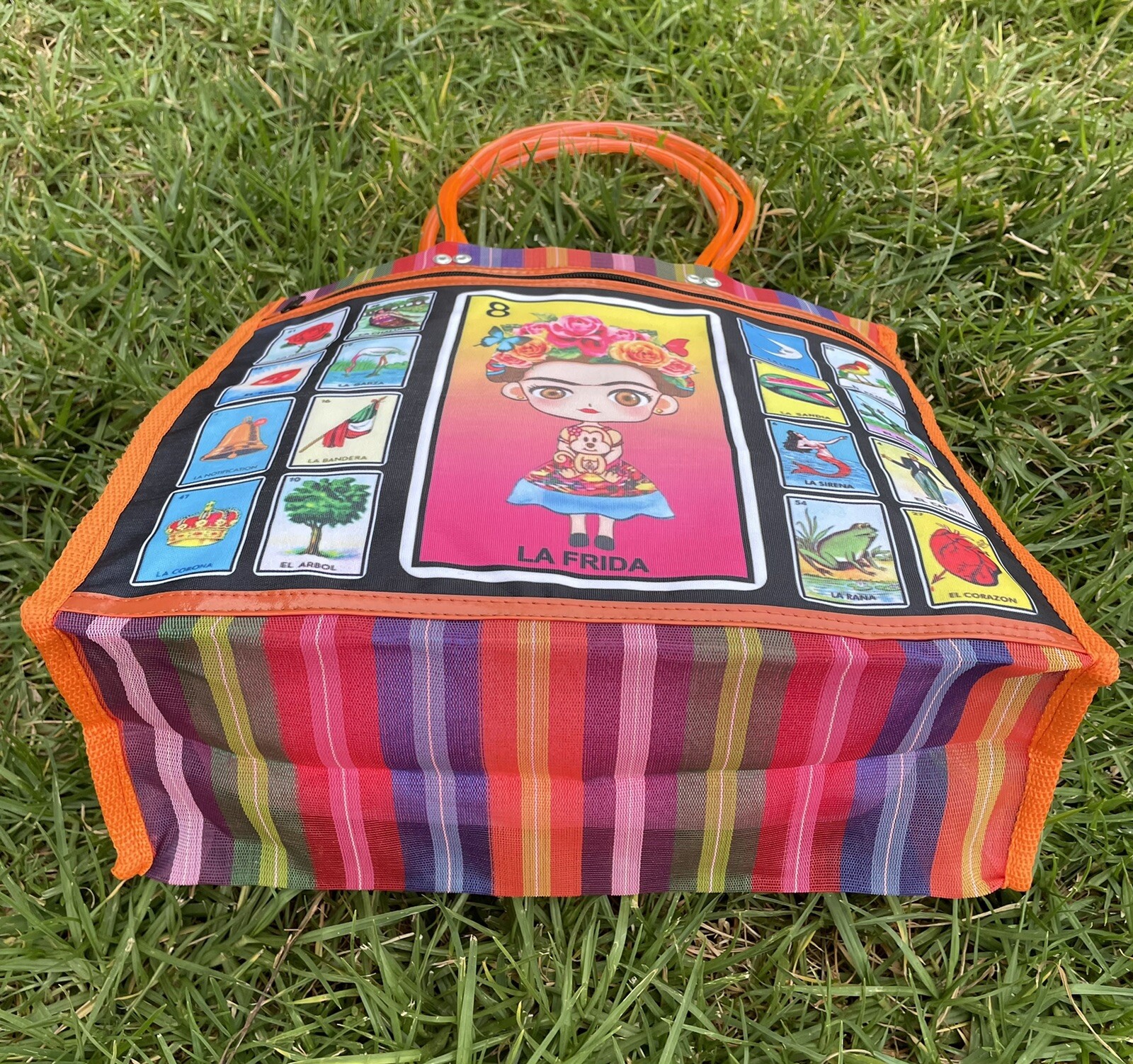 Frida Kahlo Tote La Loteria Mesh Bag Mexican Market Mercado Beach Handmade Bag