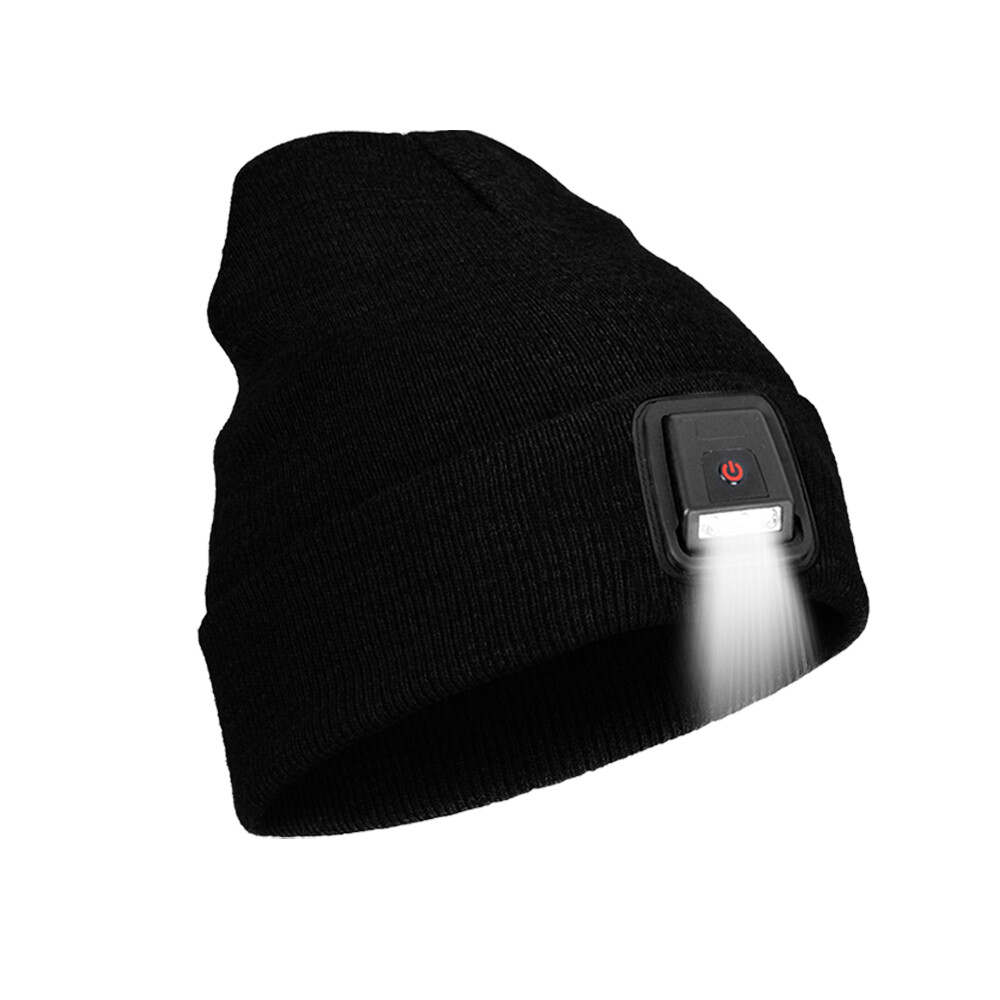 Unisex LED Beanie Hat Knit Winter Rechargeable Light Up Headlamp Cap Men Women