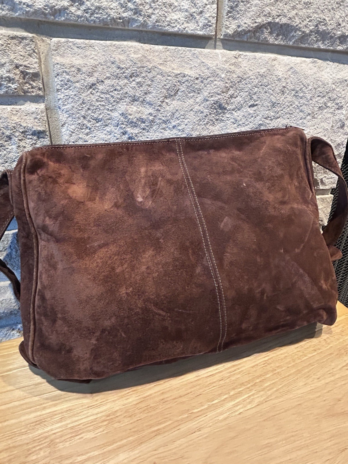 Vintage Meyers New York Brown Suede Shoulder Bag with Attached Coin Purse