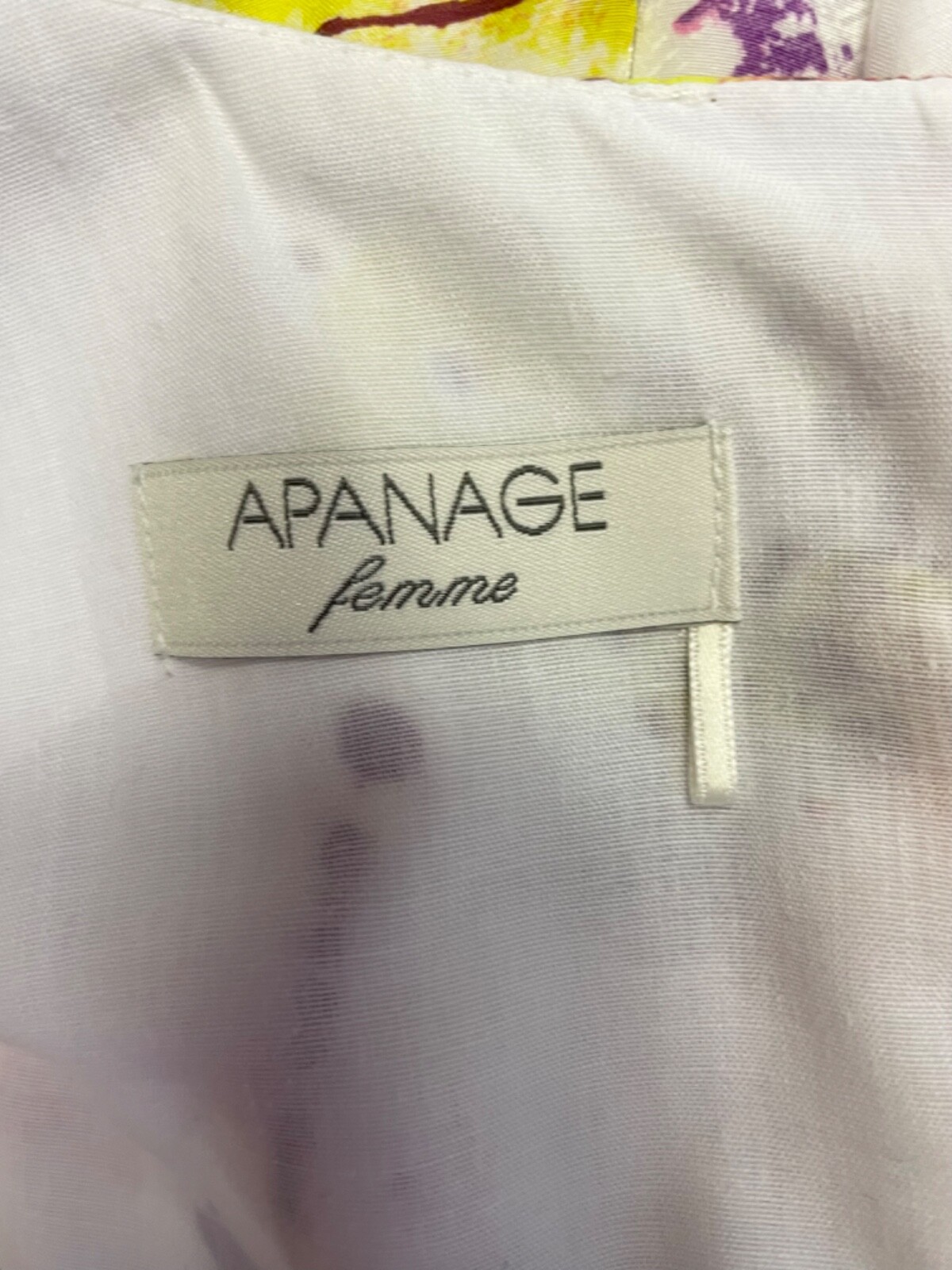 NEW APANAGE FEMME COTTON & SILK WHITE MULTICOLOUR PRINT SLEEVELESS DRESS SIZE 14