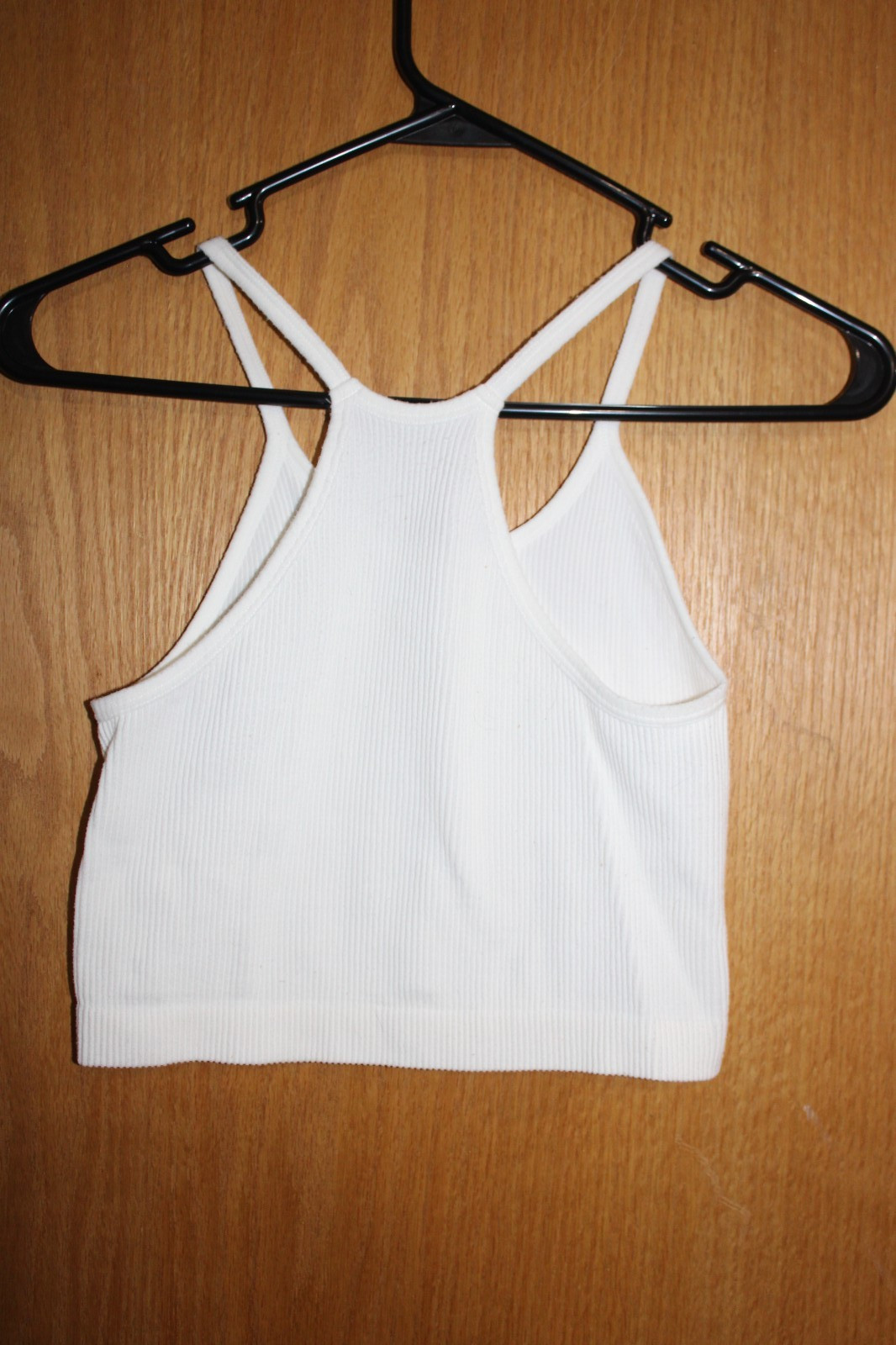 ODODOS White Racerback Ribbed Cropped Tank Top, Size XS/S