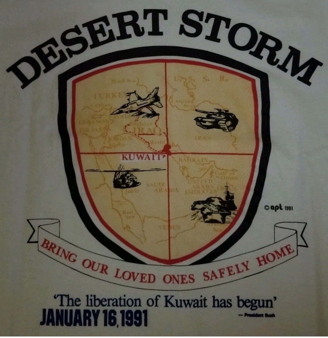 Gulf War 1991 Desert Storm T-Shirt Men’s Size-Large 1/16/91 President Bush New