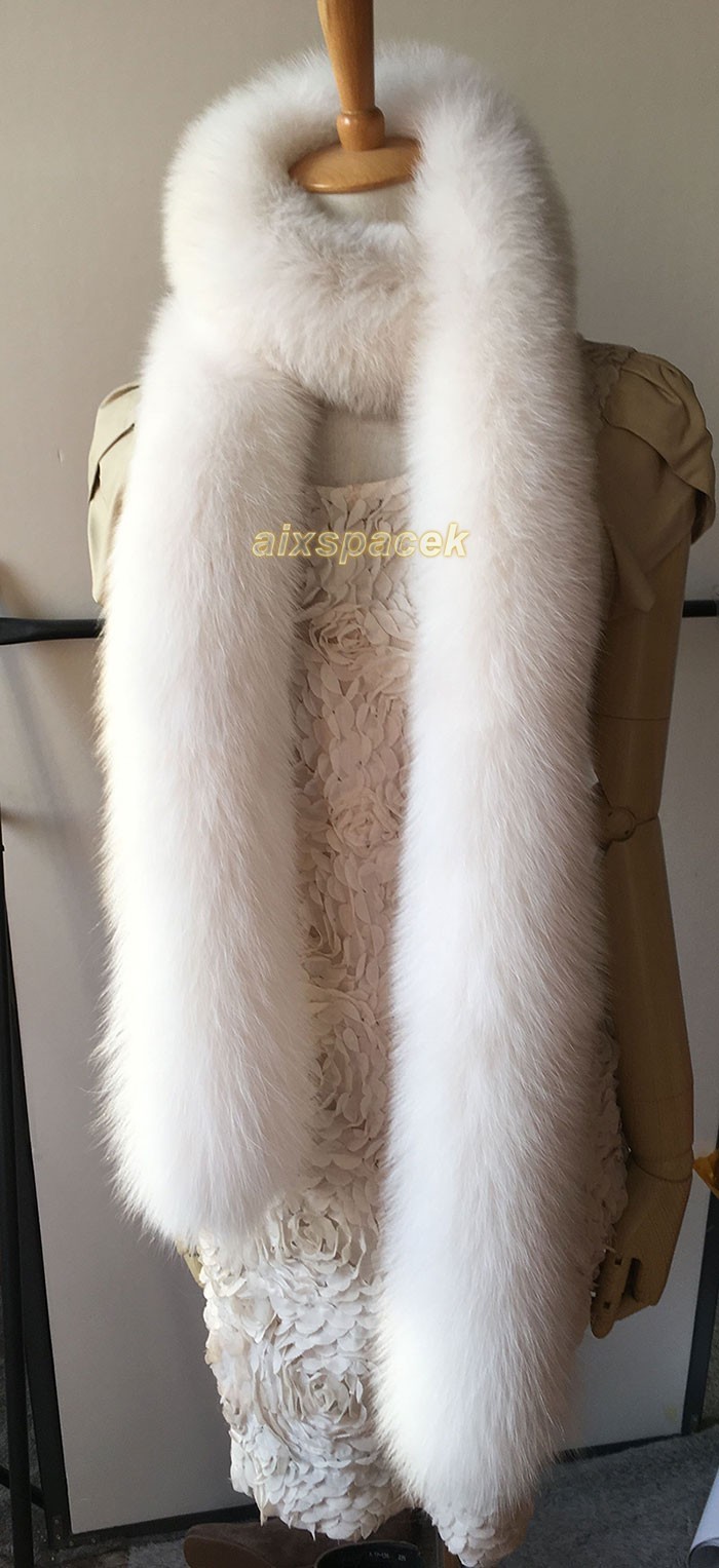 Women’s Real Fox Fur Scarf Shawl Winter Warm Long Scarves Fur Collar Neck Warm