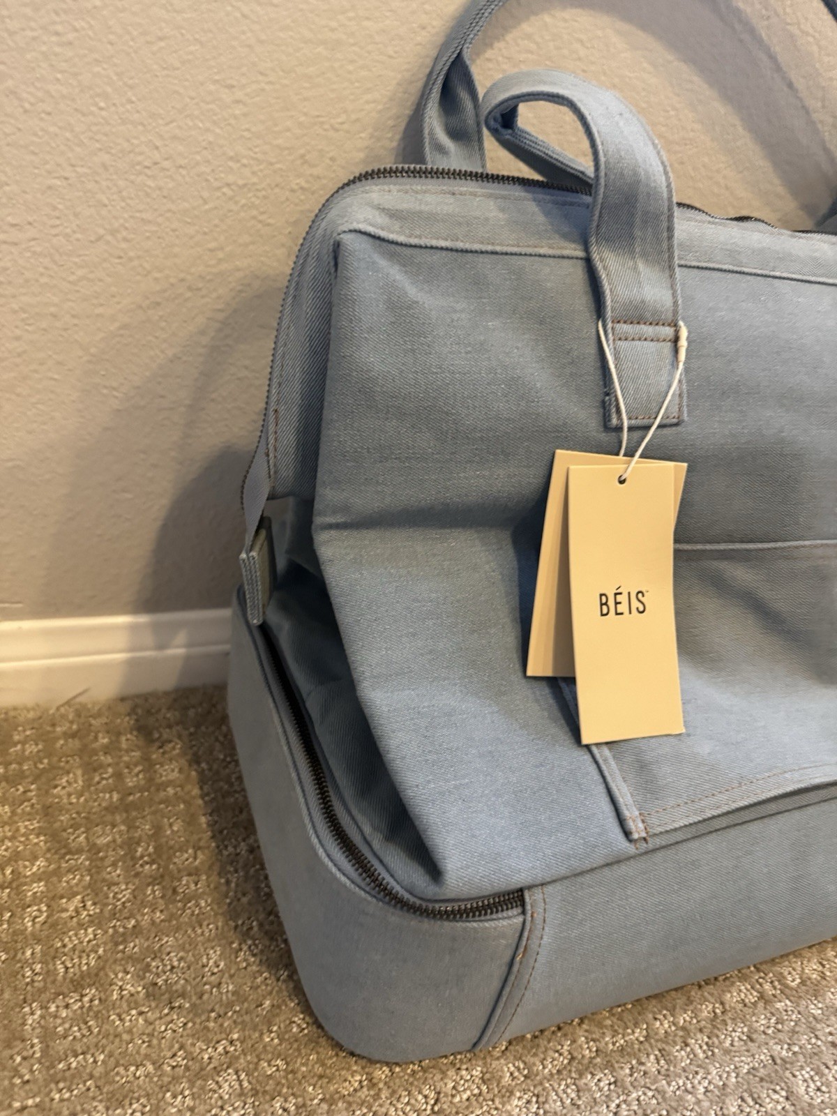 Gap × BÉIS Denim Weekender Carry On Travel Bag Luggage NWT!