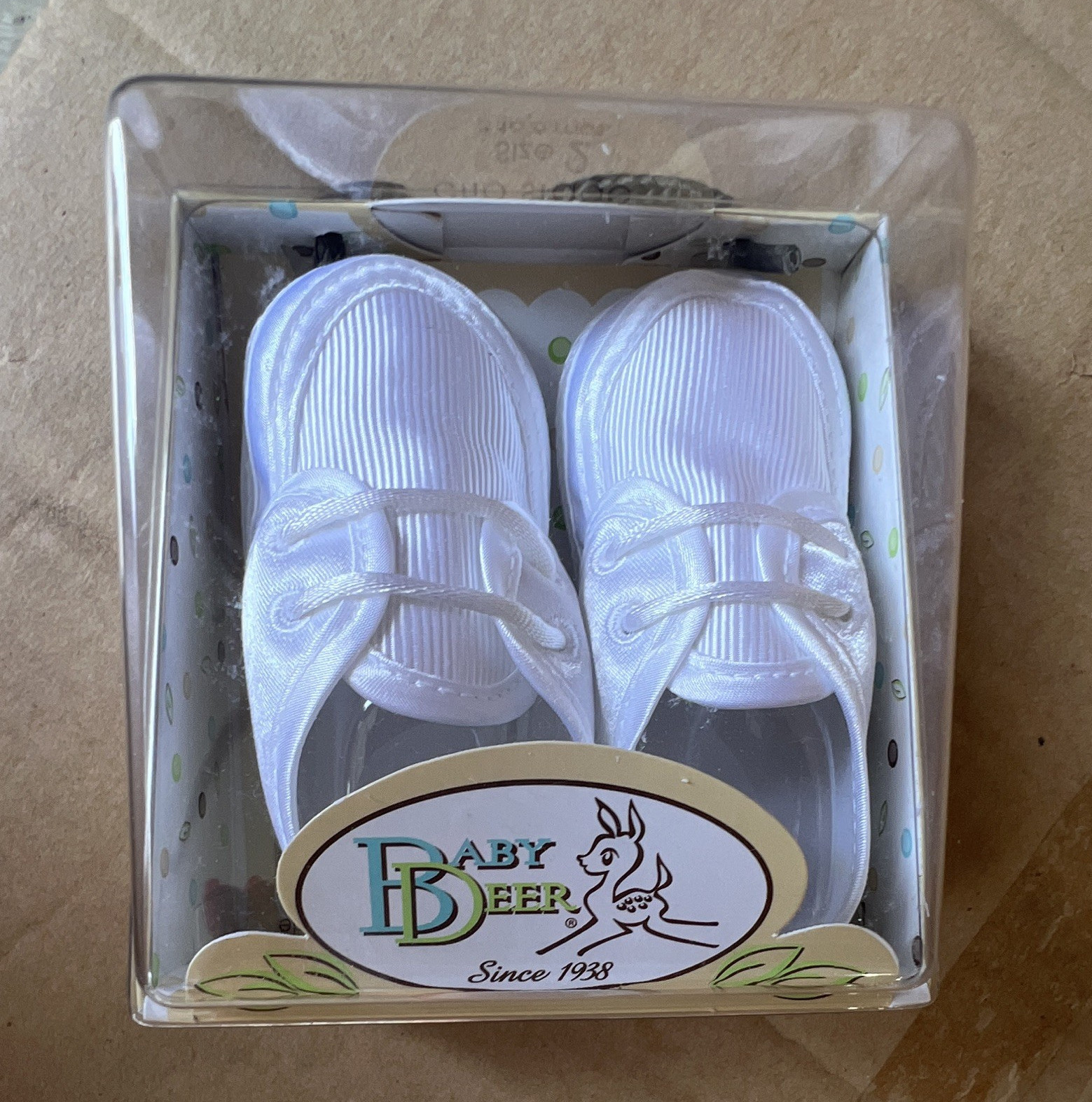 Baby Deer White Fabric Lace Up Oxford Dress Shoes Size 2 Christening Formal