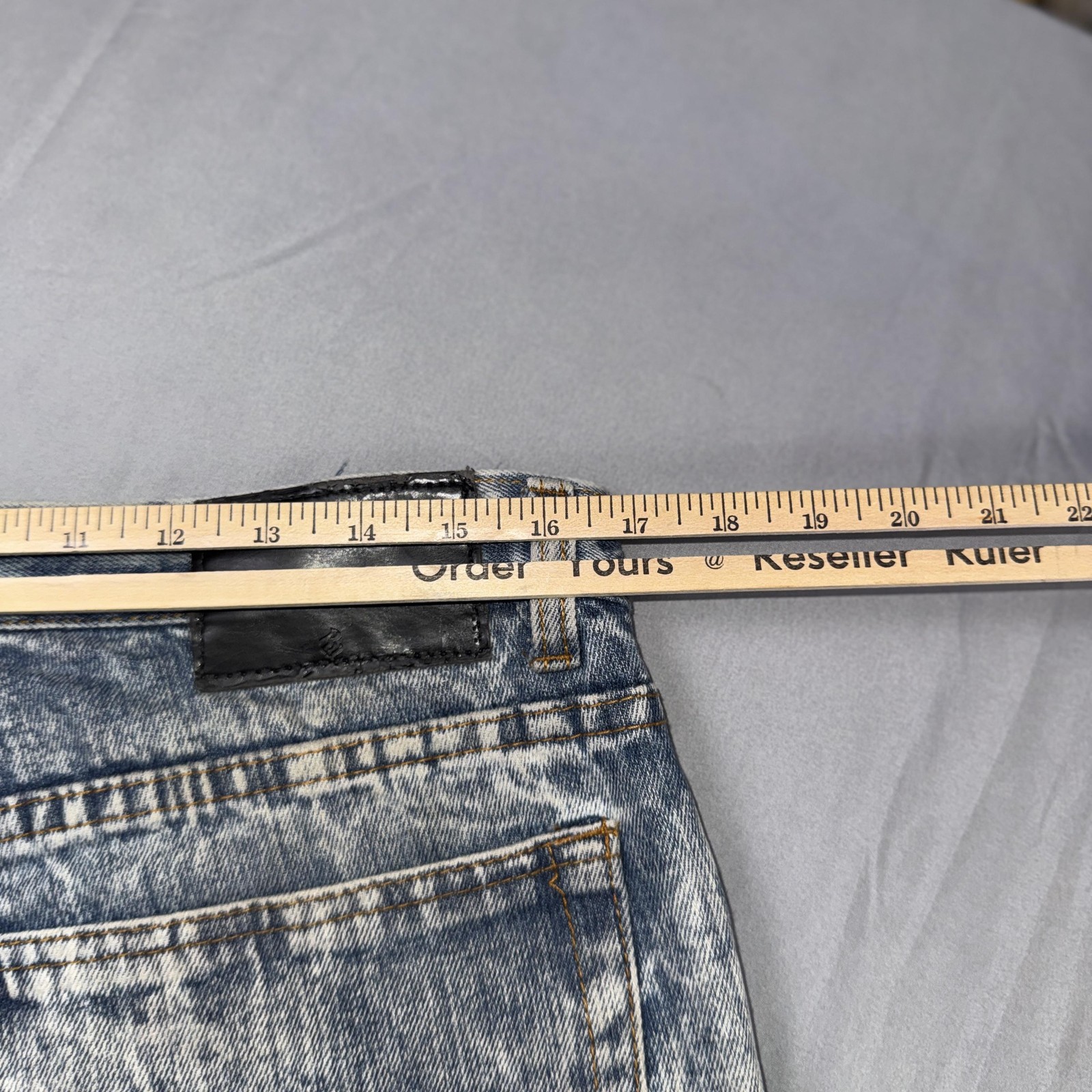 Rocawear Jeans Mens 32×32 Blue Acid Wash Moto Distressed Straight Denim Pants