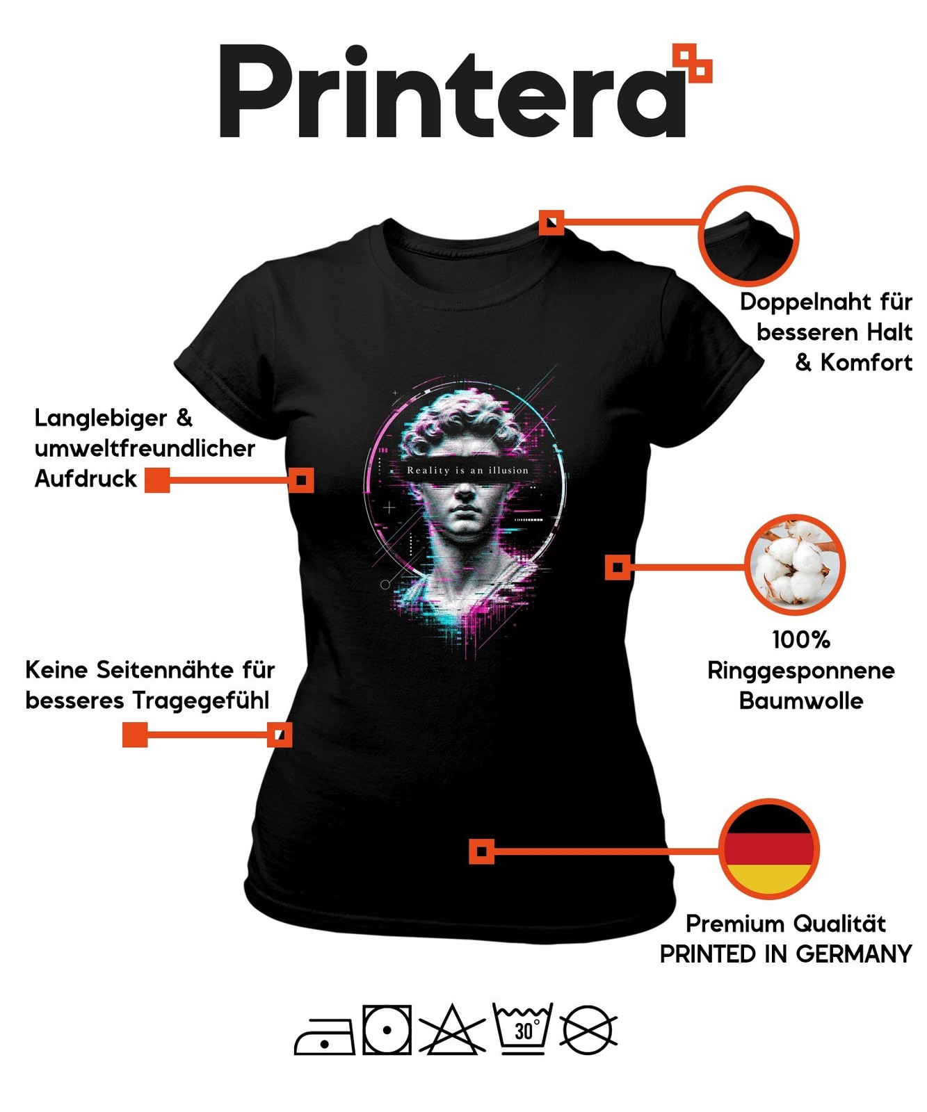Vaporwave Glitch Sculpture Reality is an illusion Neon Retro Womens T-Shirt