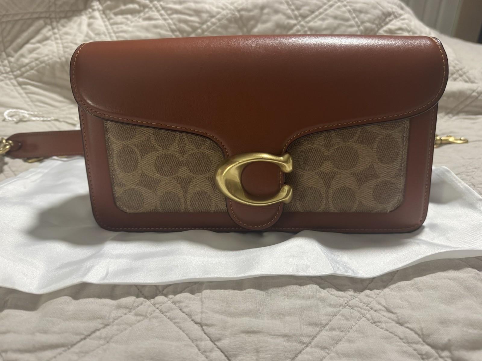 Coach Tabby 26 Shoulder Bag Gold Hardware Logo Buckle Accent Adjustable Strap