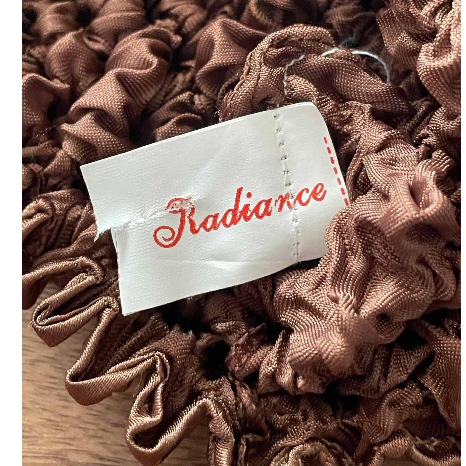 Radiance Brown Popcorn Top Crinkle Bubble Shirt Y2K Batwing Sleeve One Size