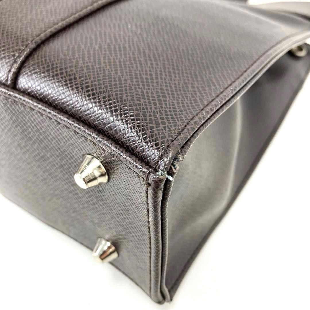 Yves Saint Laurent Brown Leather Tote Bag Unisex Logo Silver Hardware Auth