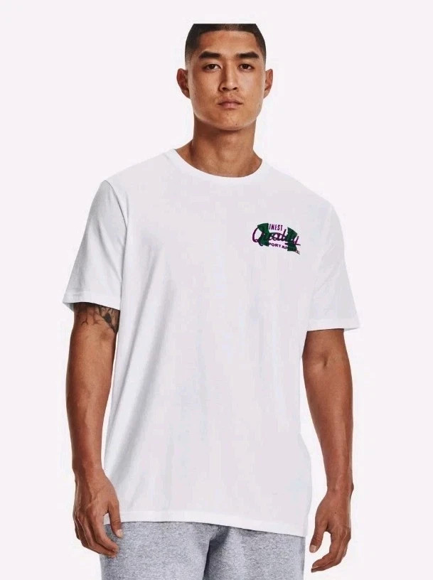 NWT L Under Armour Men’s Large Vintage Type T-Shirt White Loose UA Shirt LG NEW