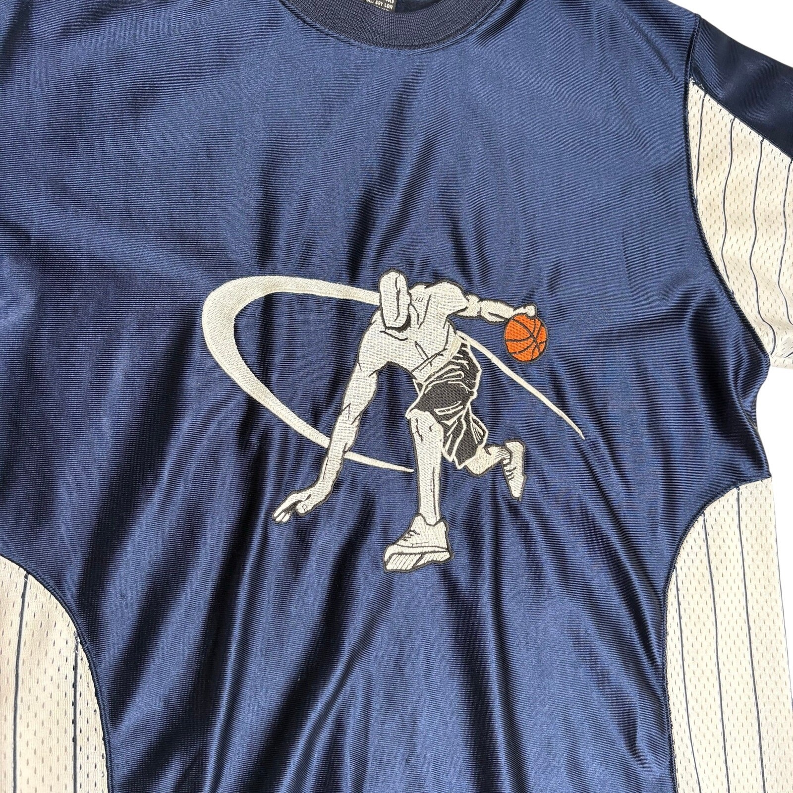 Vintage AND1 Basketball Shirt Medium Y2K Embroidered Dazzle Pinstripe Jersey
