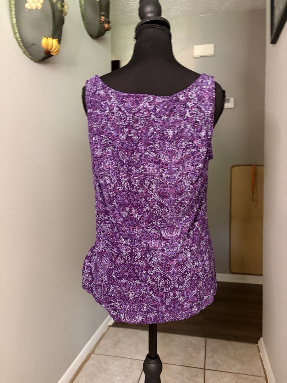 Y2K Whimsygoth Alex Evenings Purple Paisley Tank W Purple Sparkles